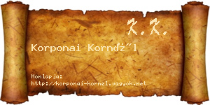 Korponai Kornél névjegykártya